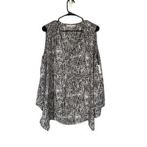 Violet & Claire Black & White Print Layered Sleeveless Blouse Women Sz 1X
